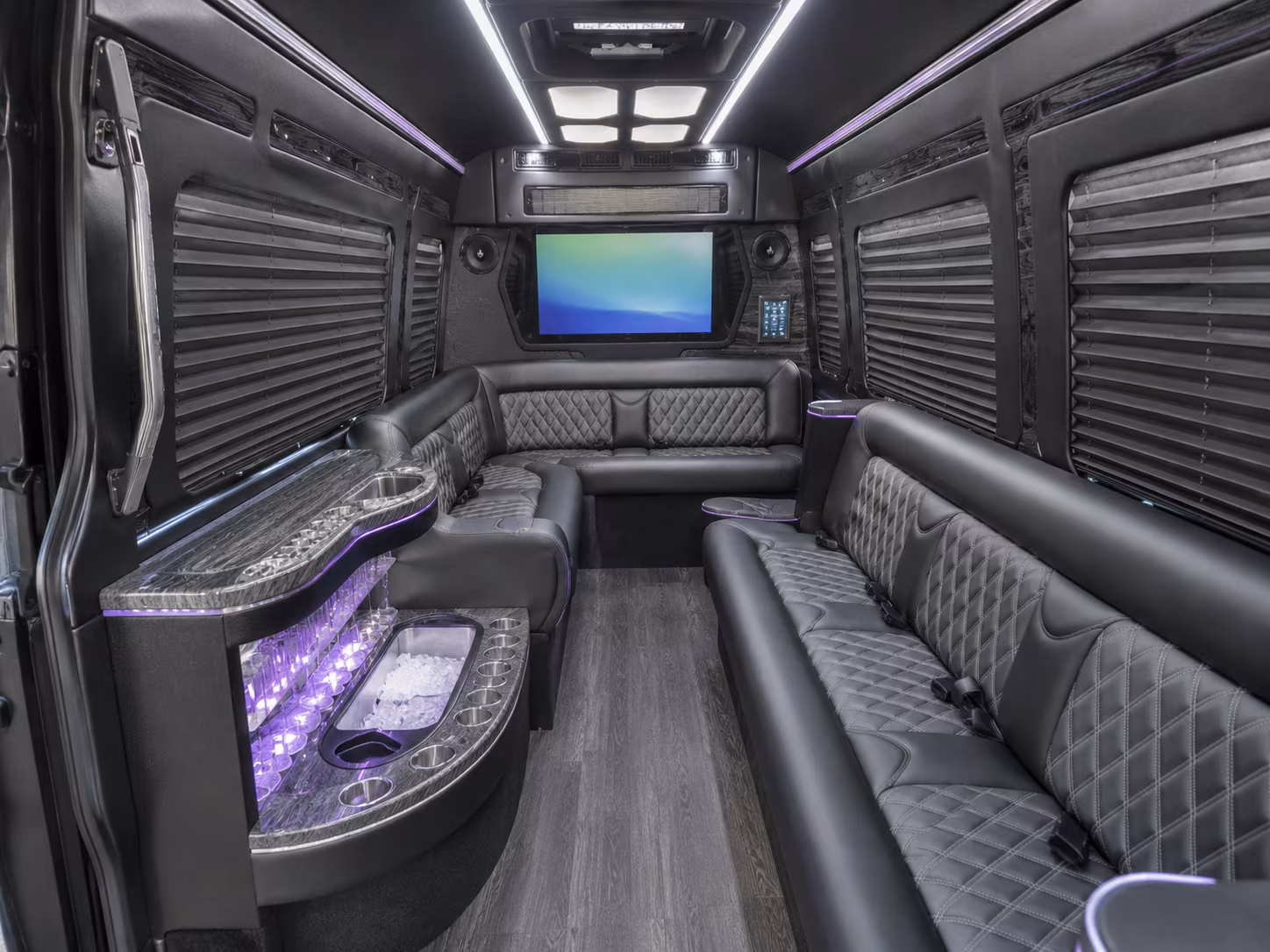 vacaville 20 passenger party bus inside